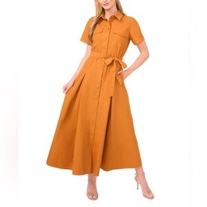 Ted Baker shirt dress with self belt in honey ginger